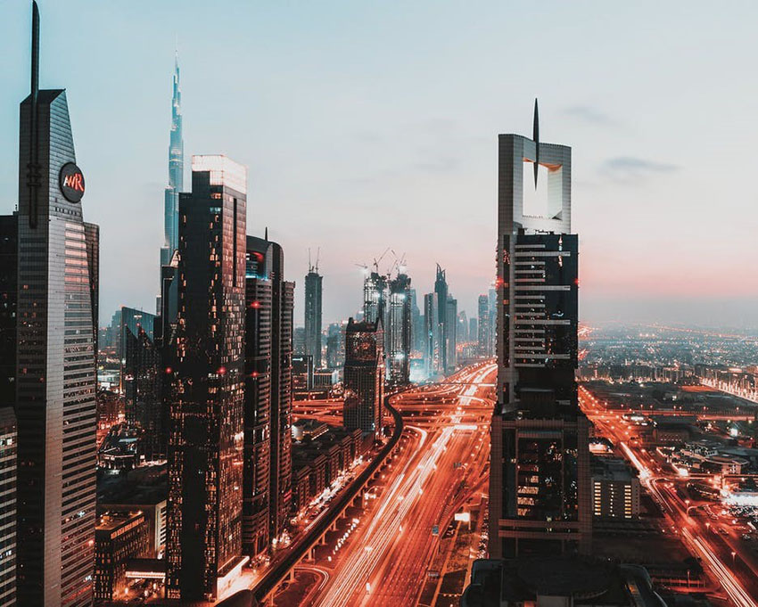 Dubai City Roads at Night