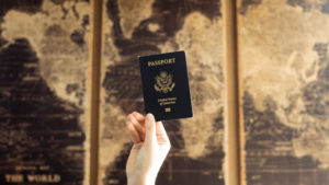 A girl holding her passport